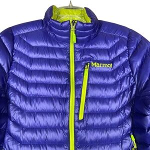 Marmot Purple and Neon Green Puffer Jacket